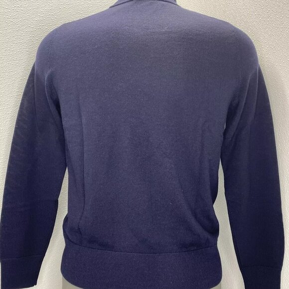 NEW BROOKS BROTHERS Men Polo Sweater Navy Blue  Merino Wool Pullover - Picture 4 of 7